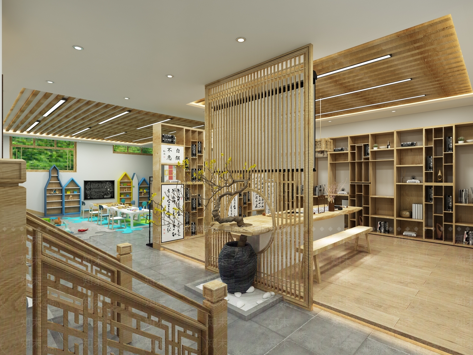 新中式礼堂活动区3D模型下载【ID:583442471】