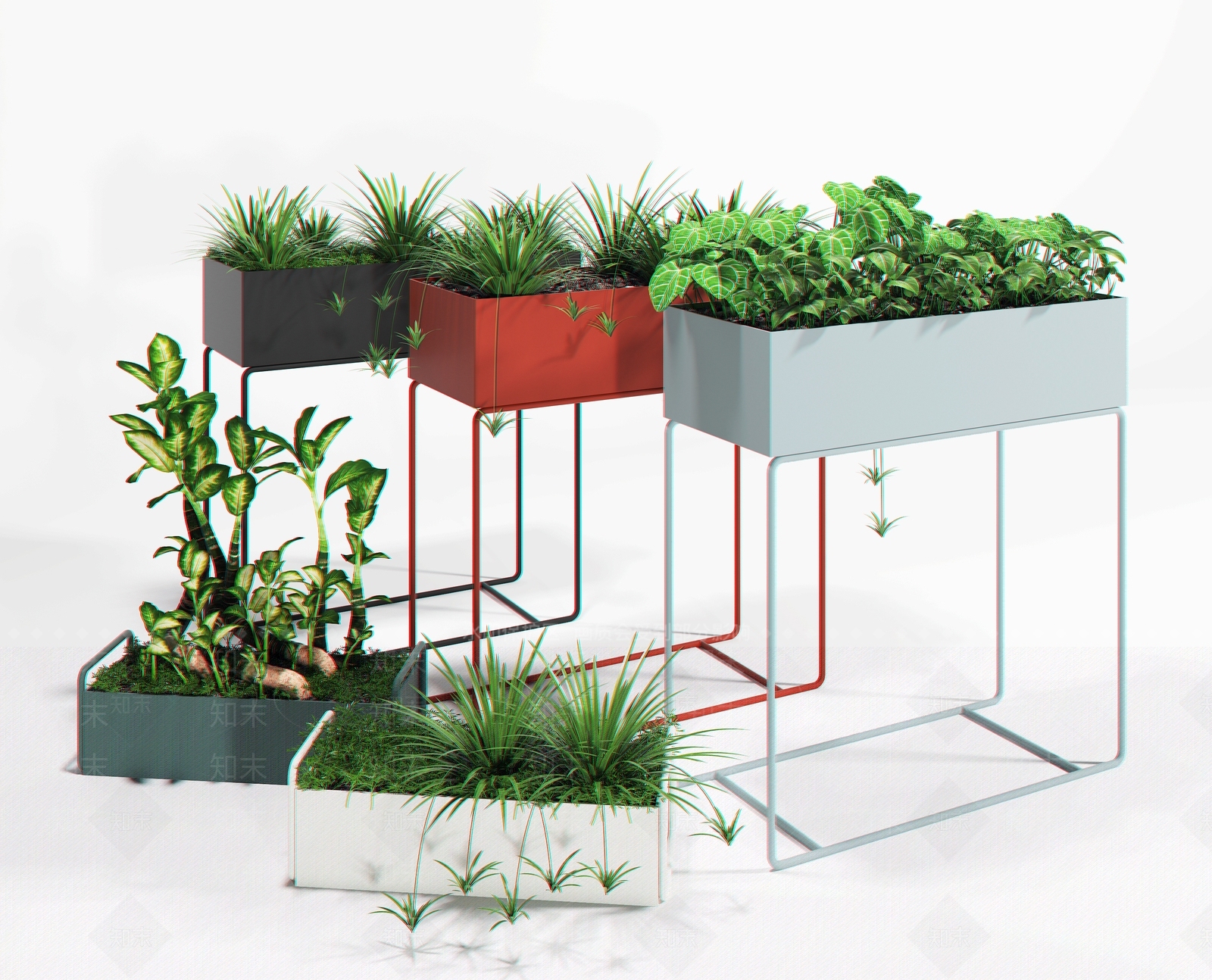 现代植物盆钵3D模型下载【ID:696131809】