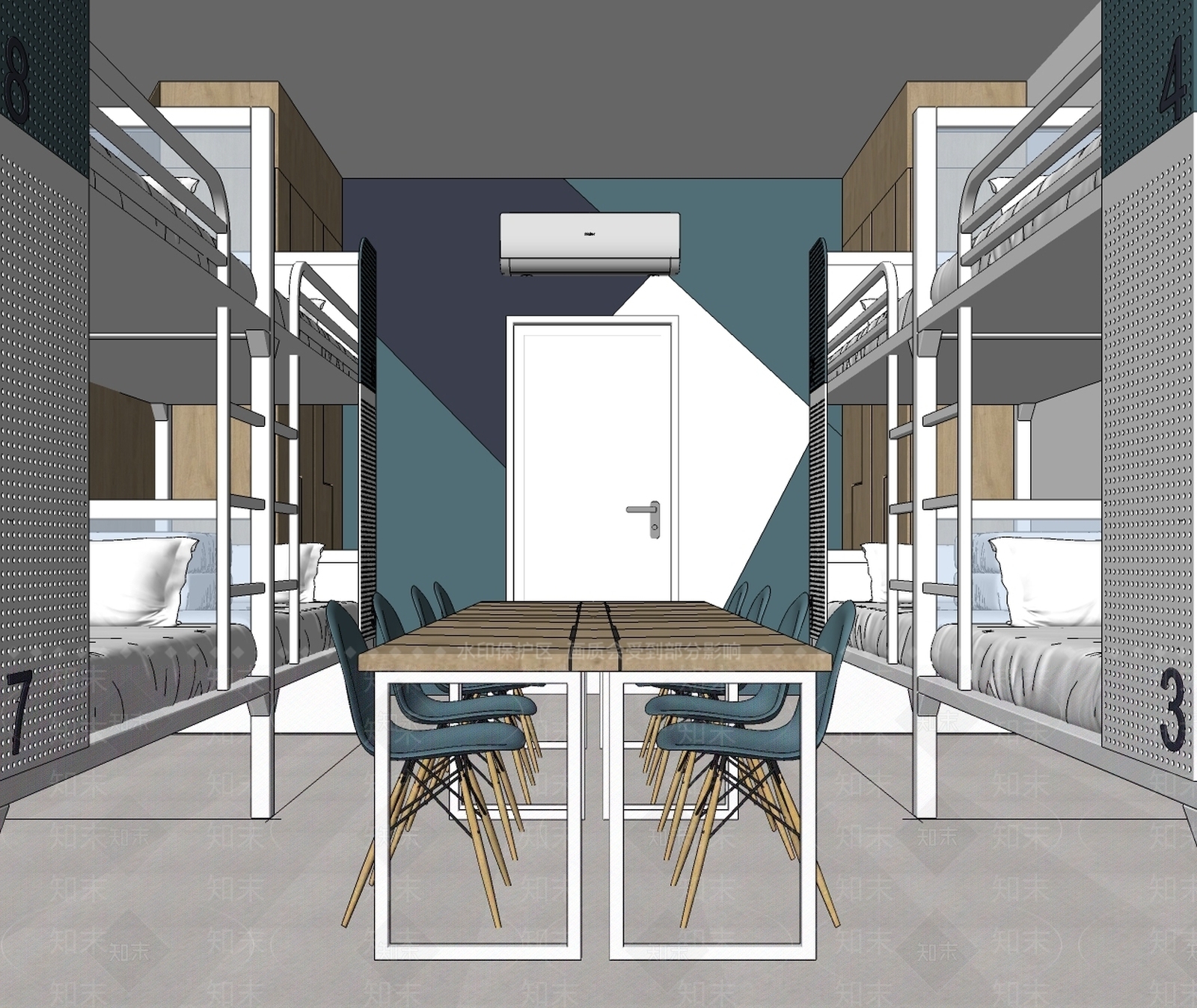 现代学校宿舍SU模型下载【ID:583476352】