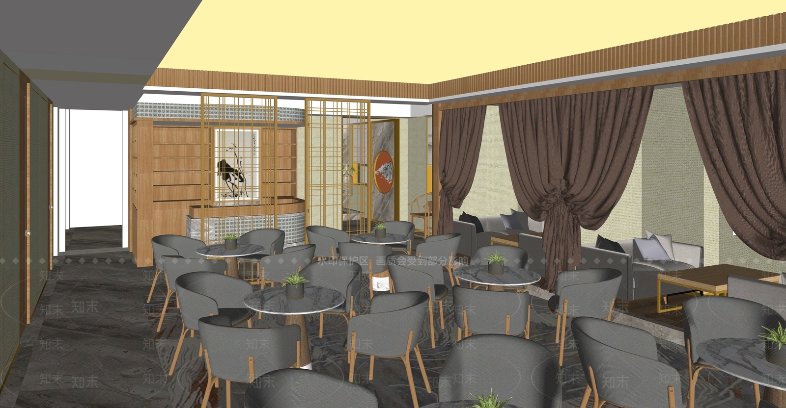 新中式茶室SU模型下载【ID:383500264】