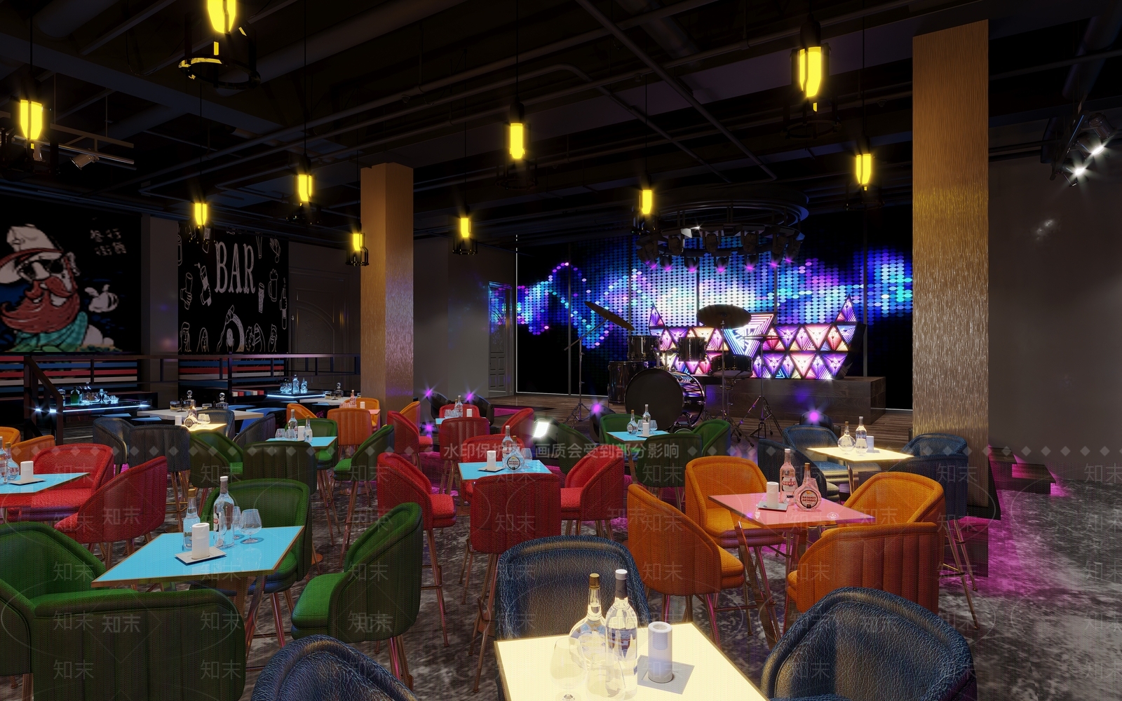 工业风酒吧3D模型下载【ID:483509409】