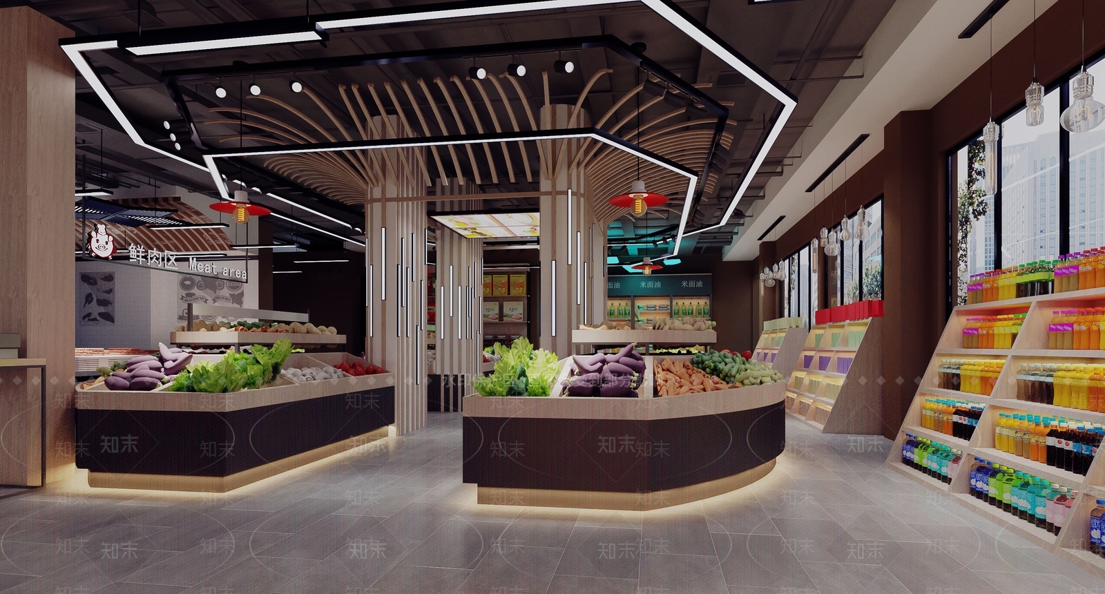 现代超市蔬菜区3D模型下载【ID:583509355】