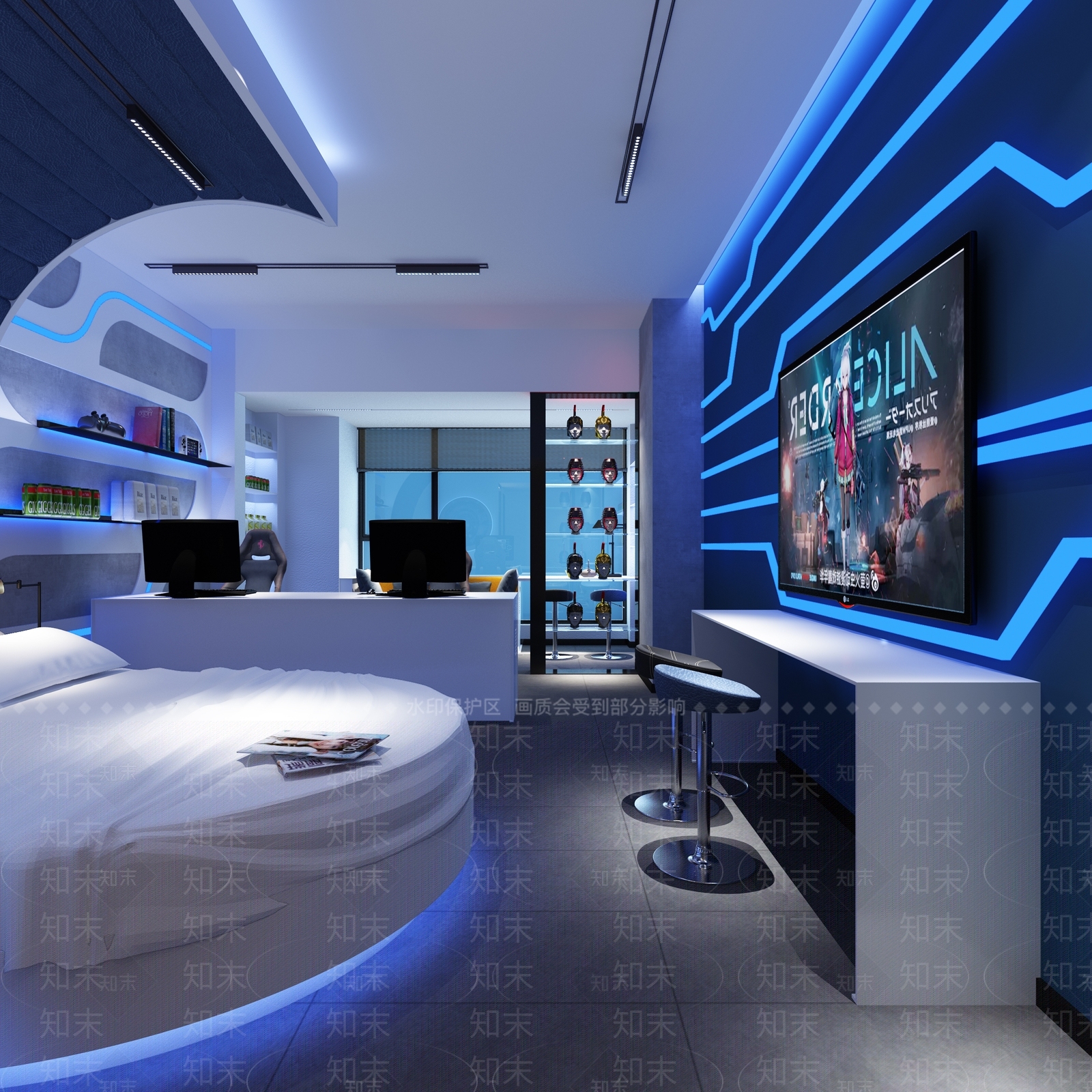 现代电竞酒店3D模型下载【ID:483521628】