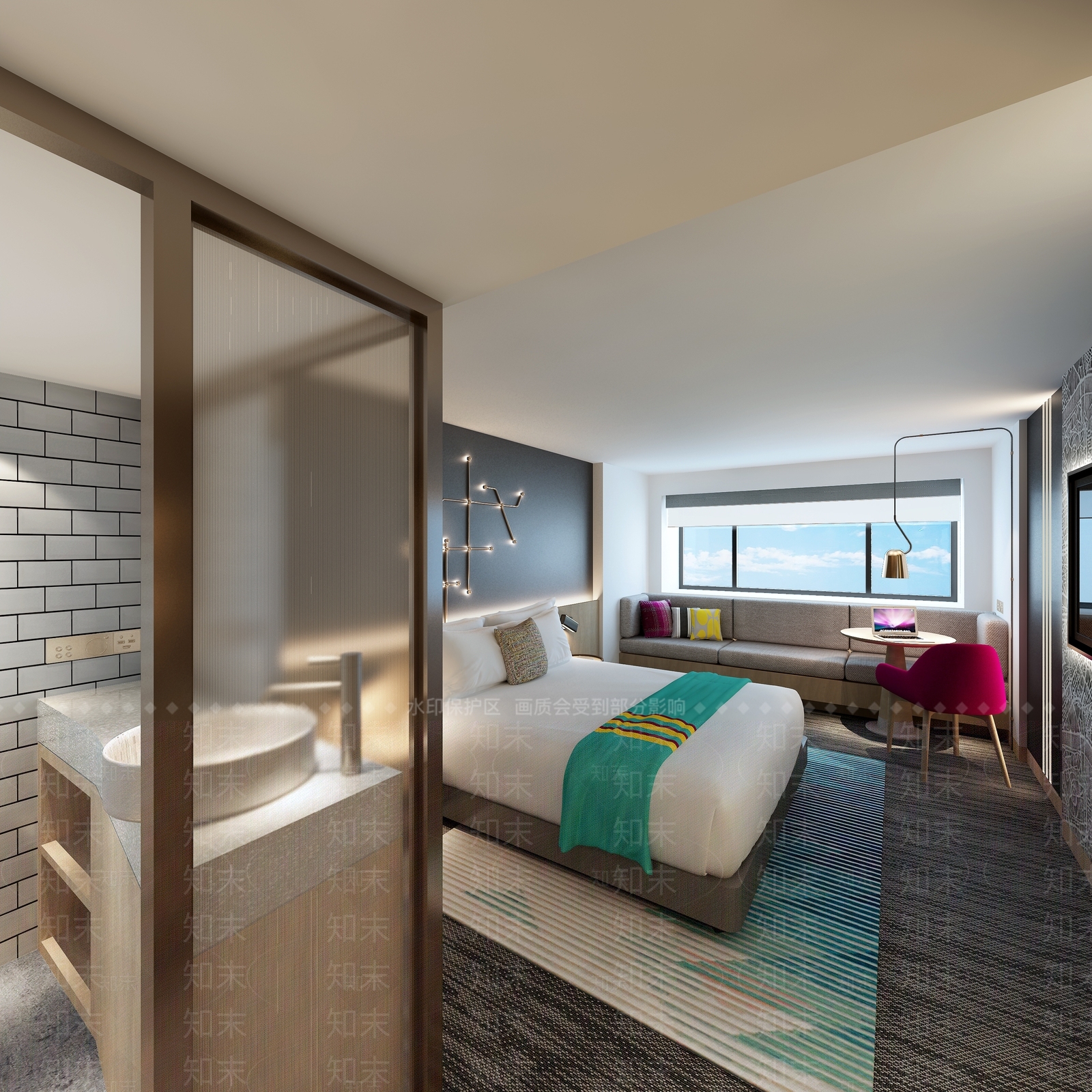 现代酒店名宿客房3D模型下载【ID:983520639】