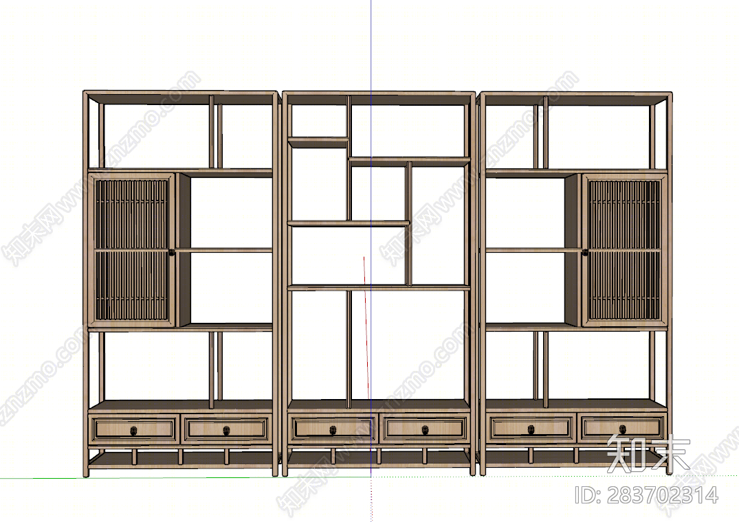 中式装饰柜SU模型下载【ID:283702314】