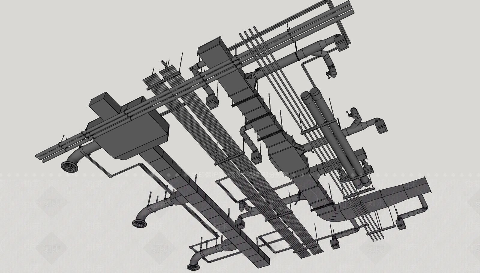 工业管道天花SU模型下载【ID:983568906】