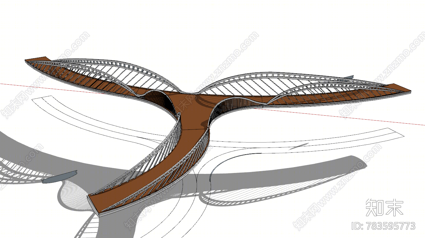 现代景观桥SU模型下载【ID:783595773】