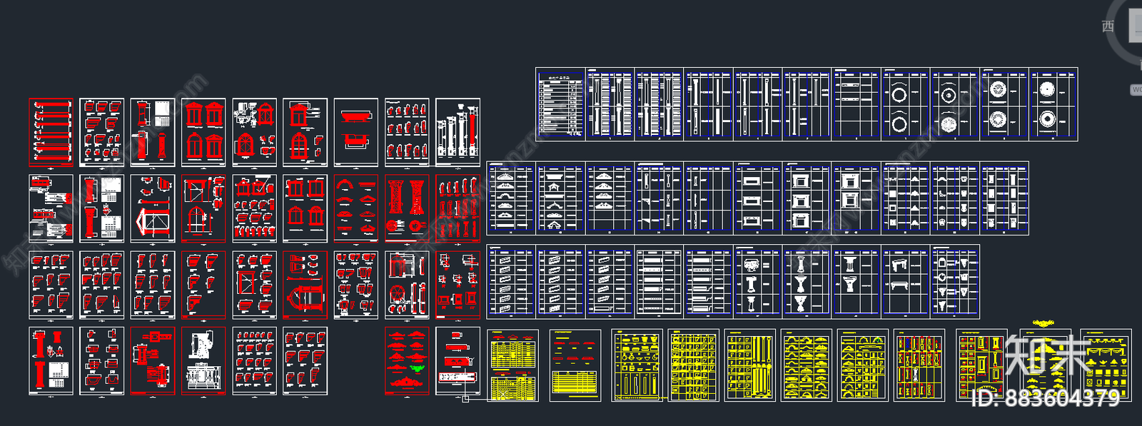 石材罗马柱CAD图纸图库施工图下载【ID:883604379】