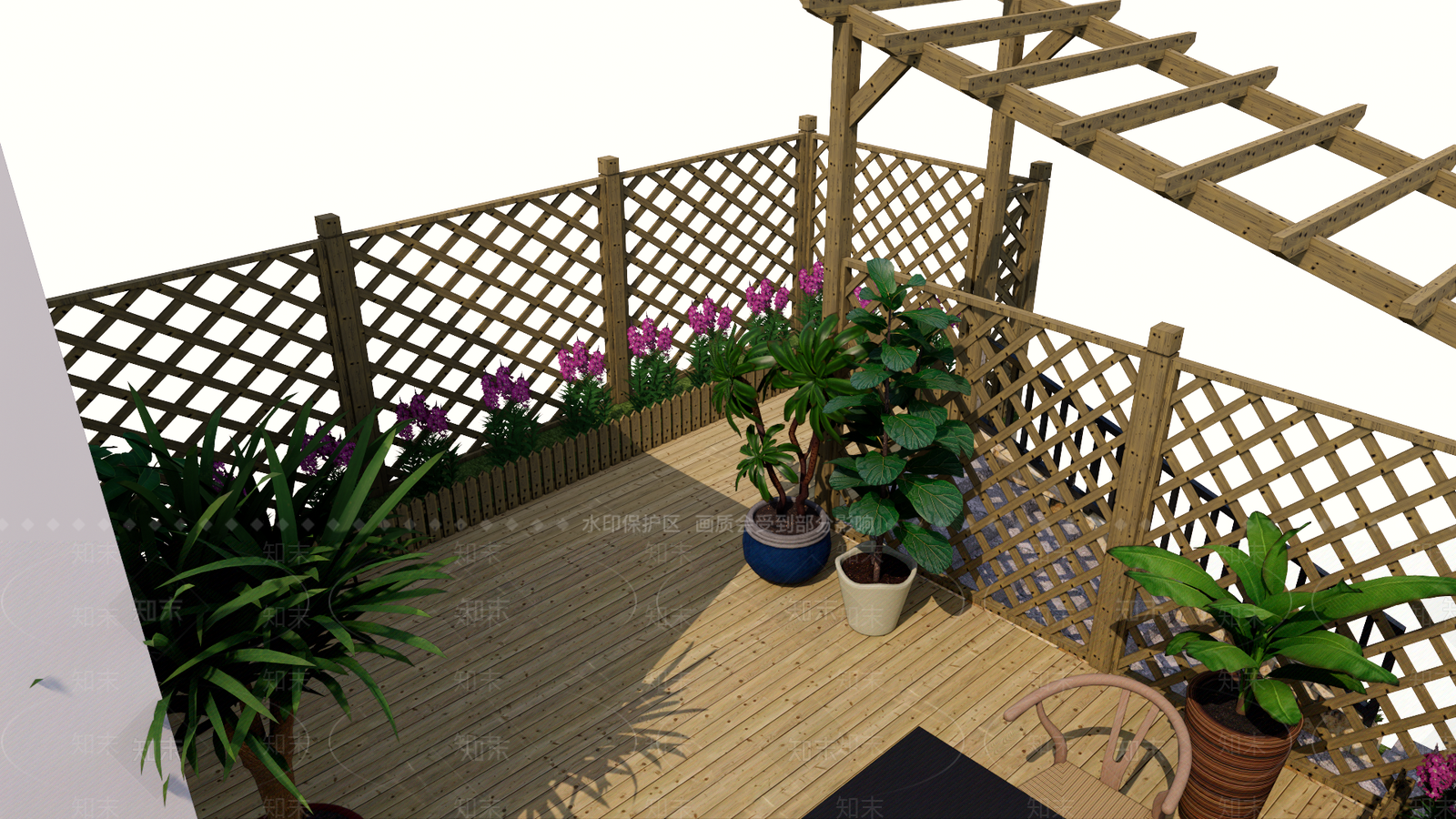 现代露台花园SU模型下载【ID:683623826】