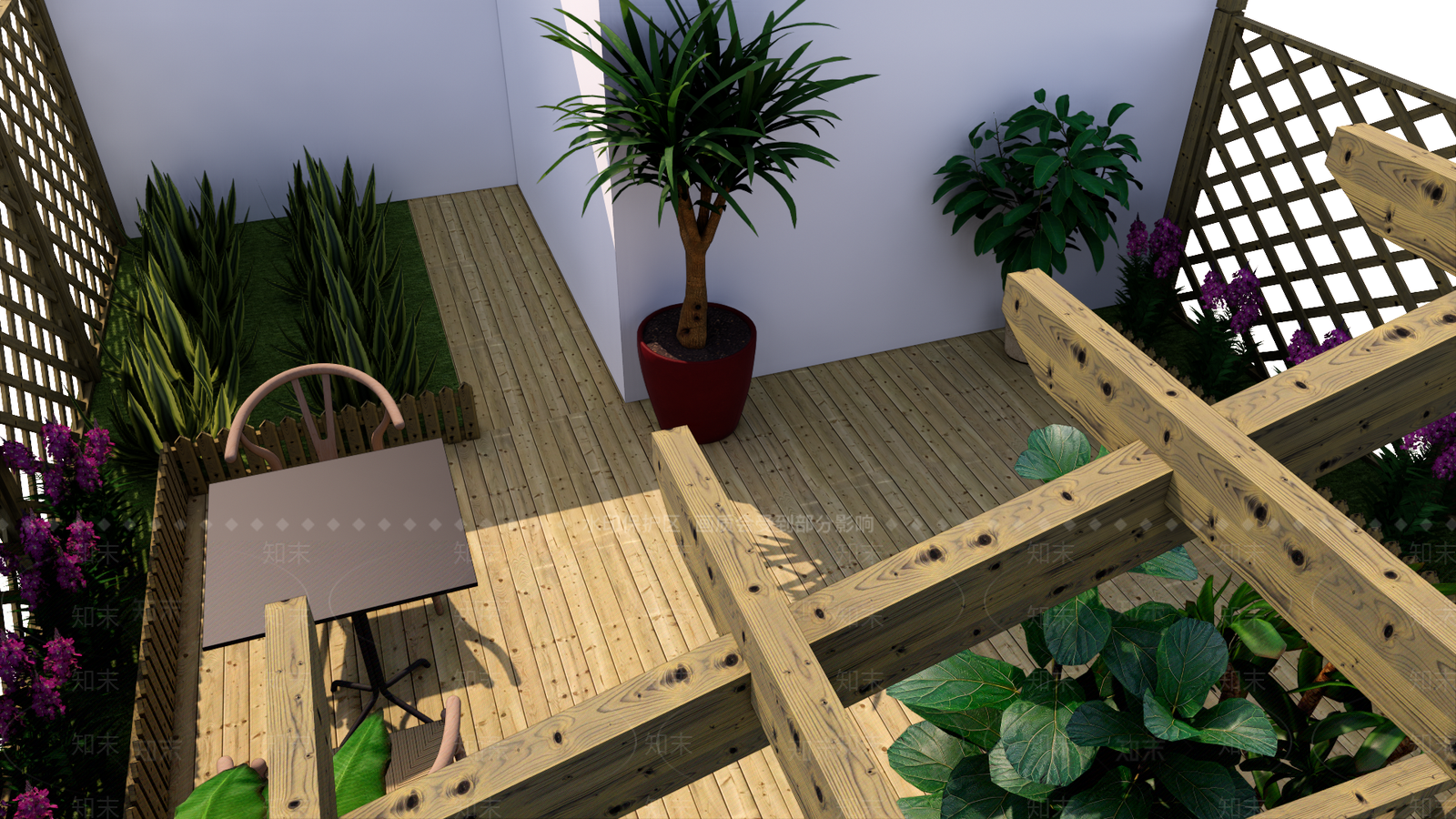 现代露台花园SU模型下载【ID:683623826】