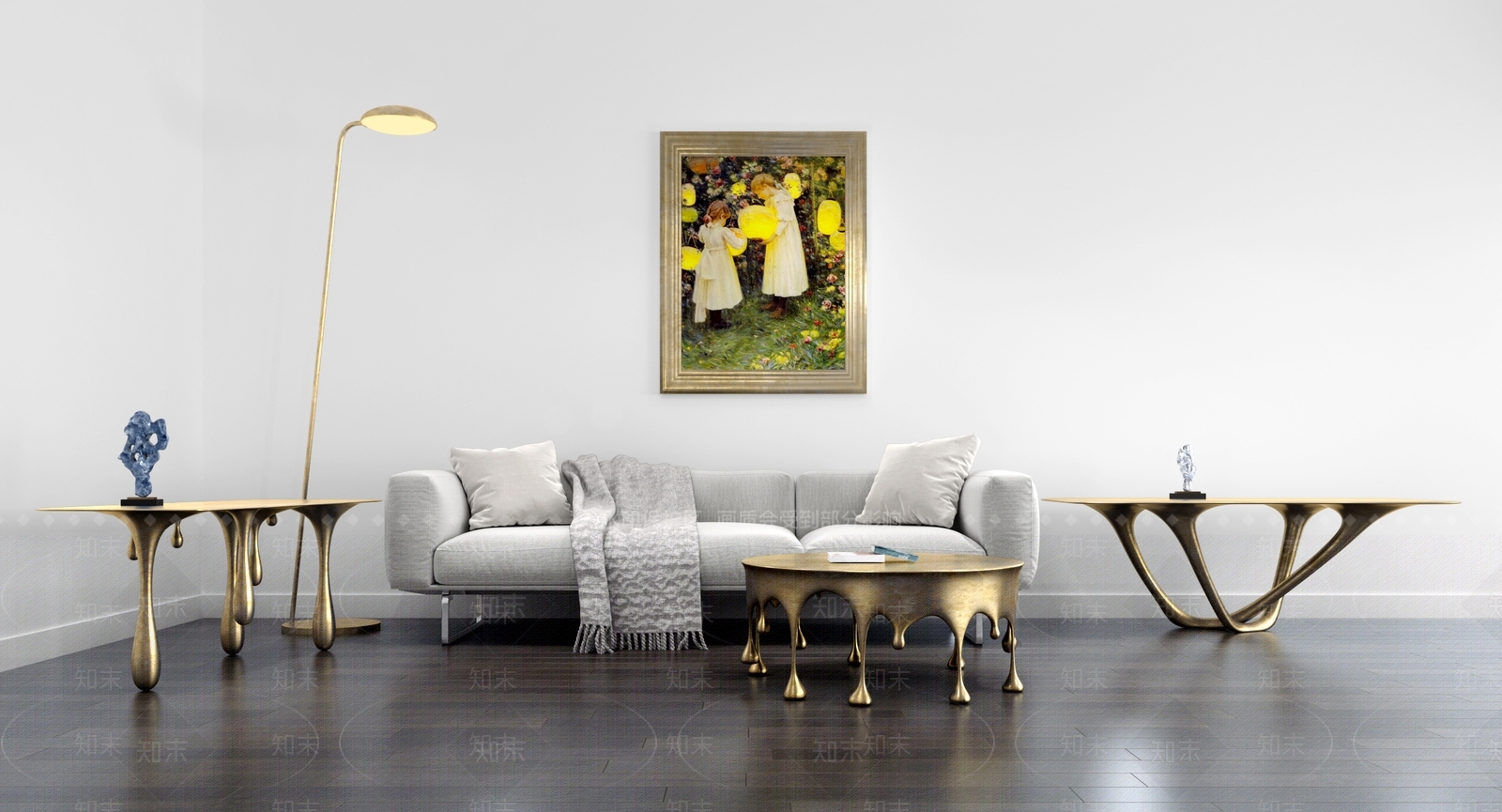 后现代沙发茶几组合3D模型下载【ID:483673074】