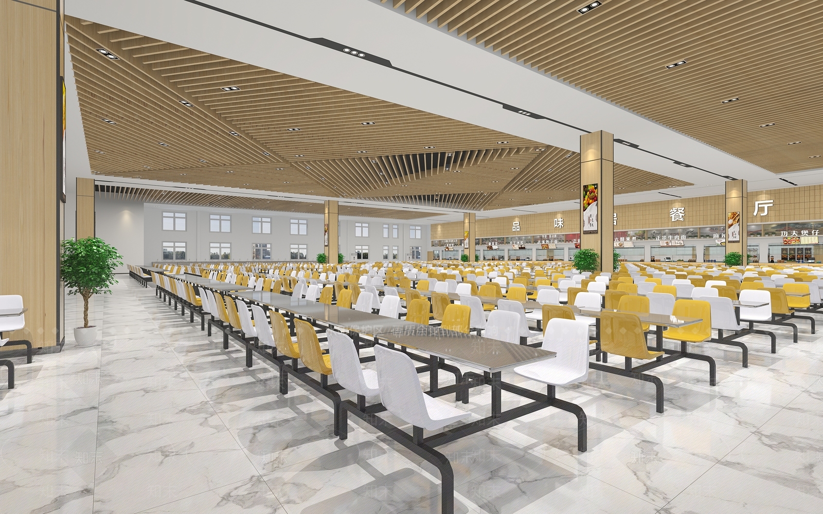 现代学校食堂3D模型下载【ID:783698798】