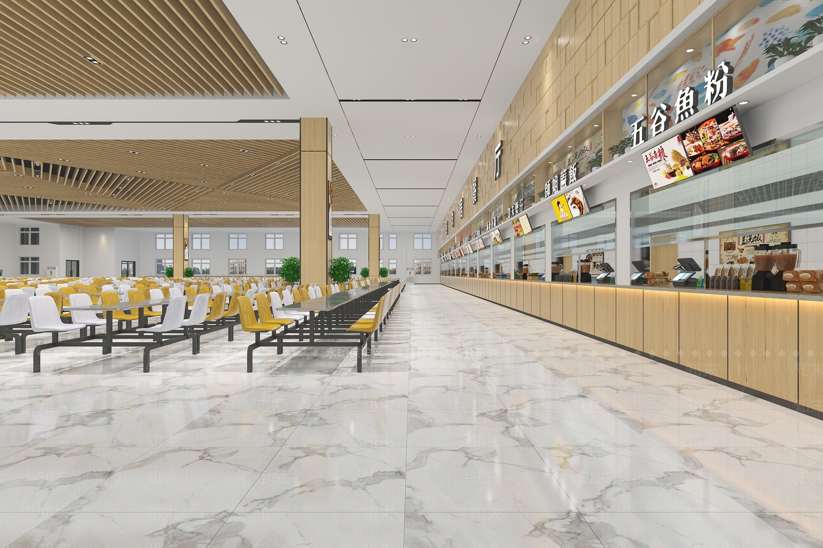 现代学校食堂3D模型下载【ID:783698798】