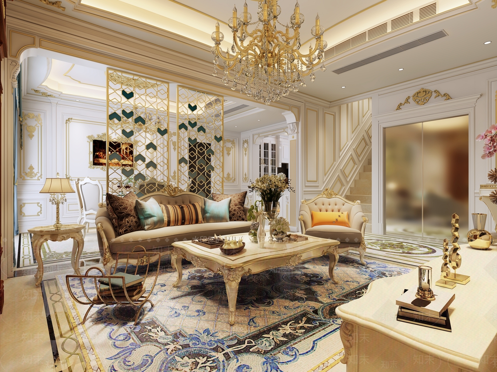 法式欧式客餐厅3D模型下载【ID:583726126】