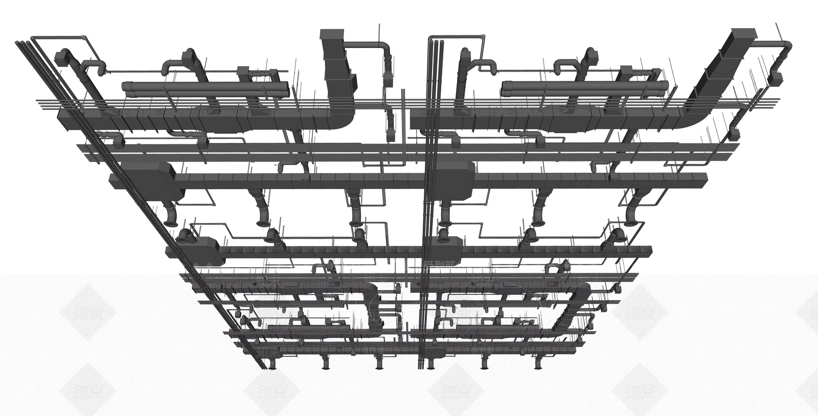 工业风格天花管道SU模型下载【ID:483731852】