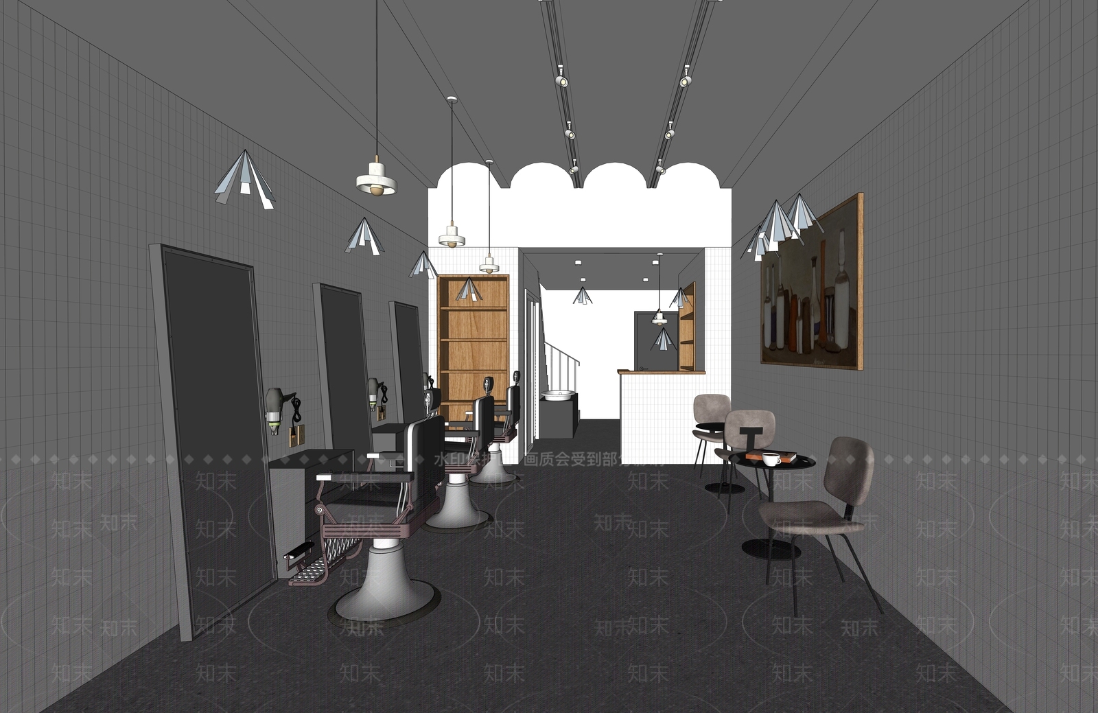 北欧理发店SU模型下载【ID:583758392】