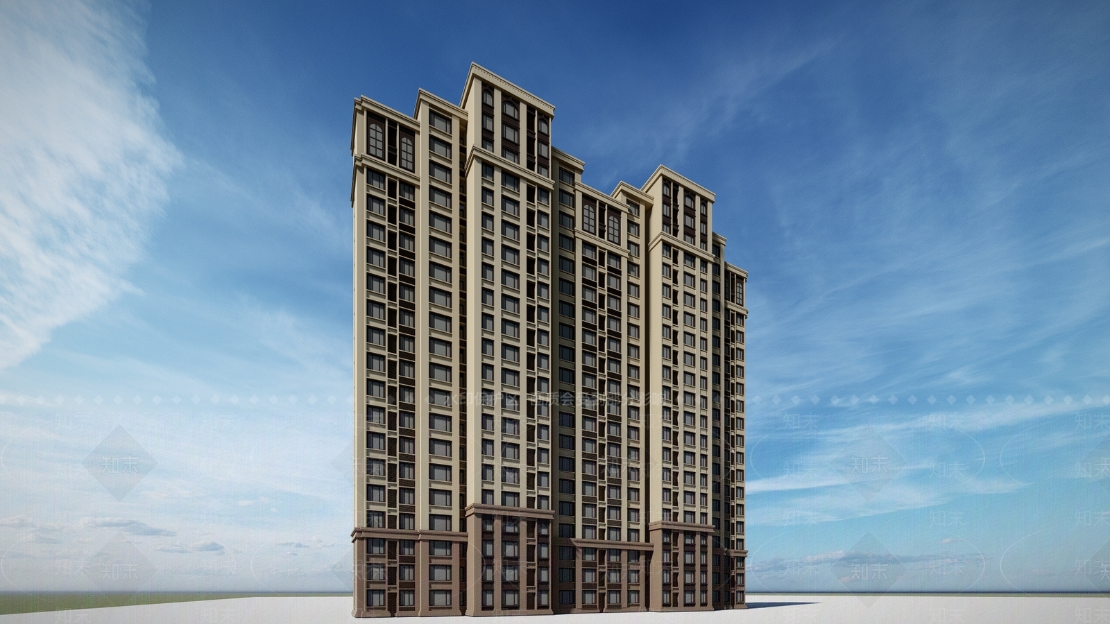 古典高层住宅SU模型下载【ID:283783744】