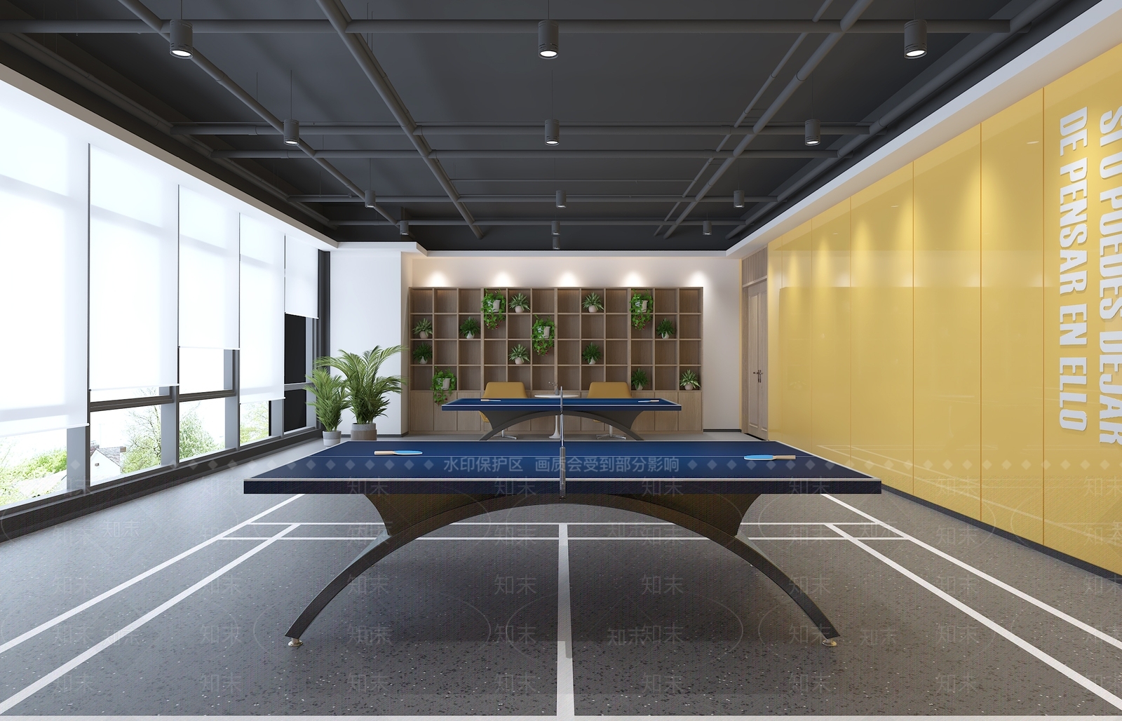 工业风乒乓球室3D模型下载【ID:383790854】