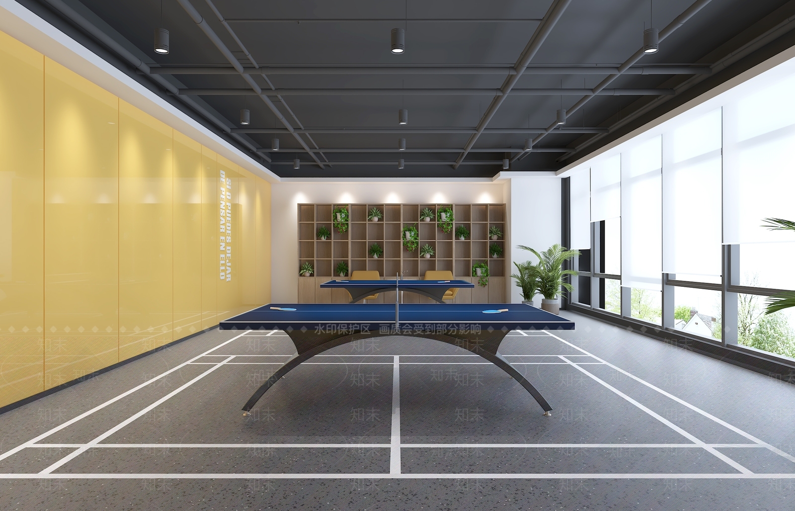 工业风乒乓球室3D模型下载【ID:383790854】