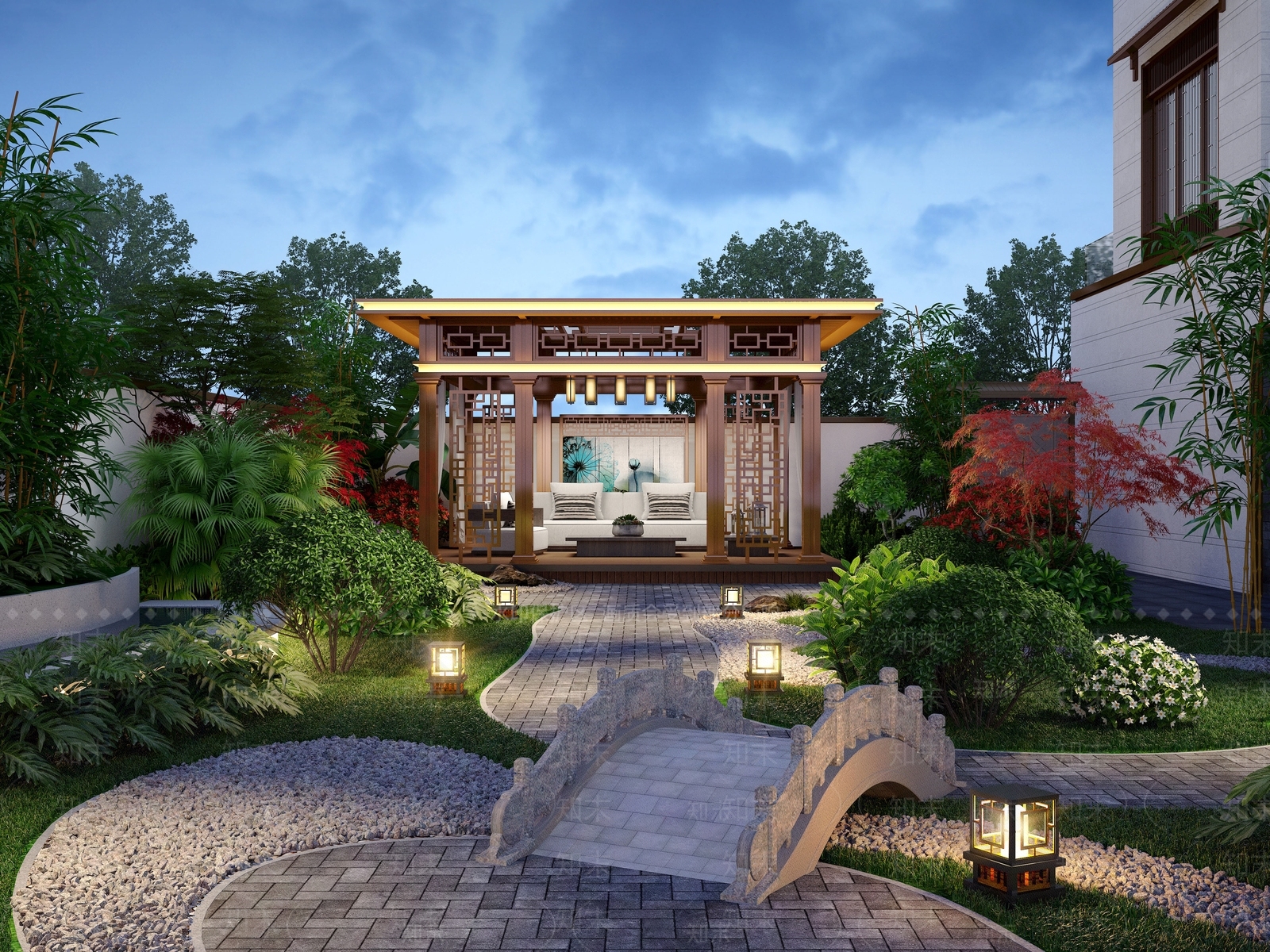 新中式凉亭3D模型下载【ID:683800069】