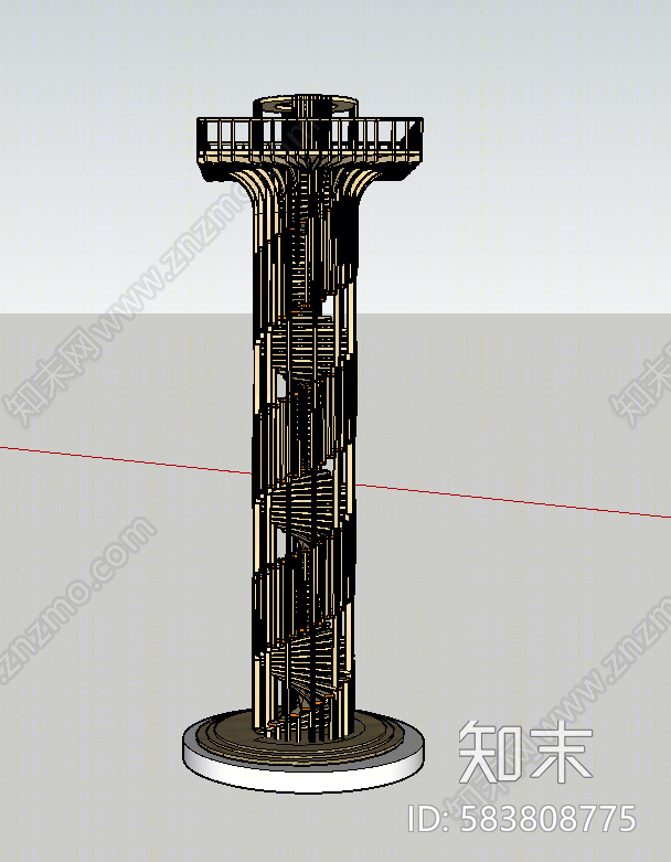 美式钟楼SU模型下载【ID:583808775】