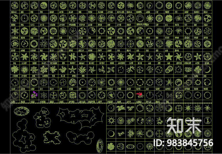 园林景观绿植图库大全施工图下载【ID:983845756】