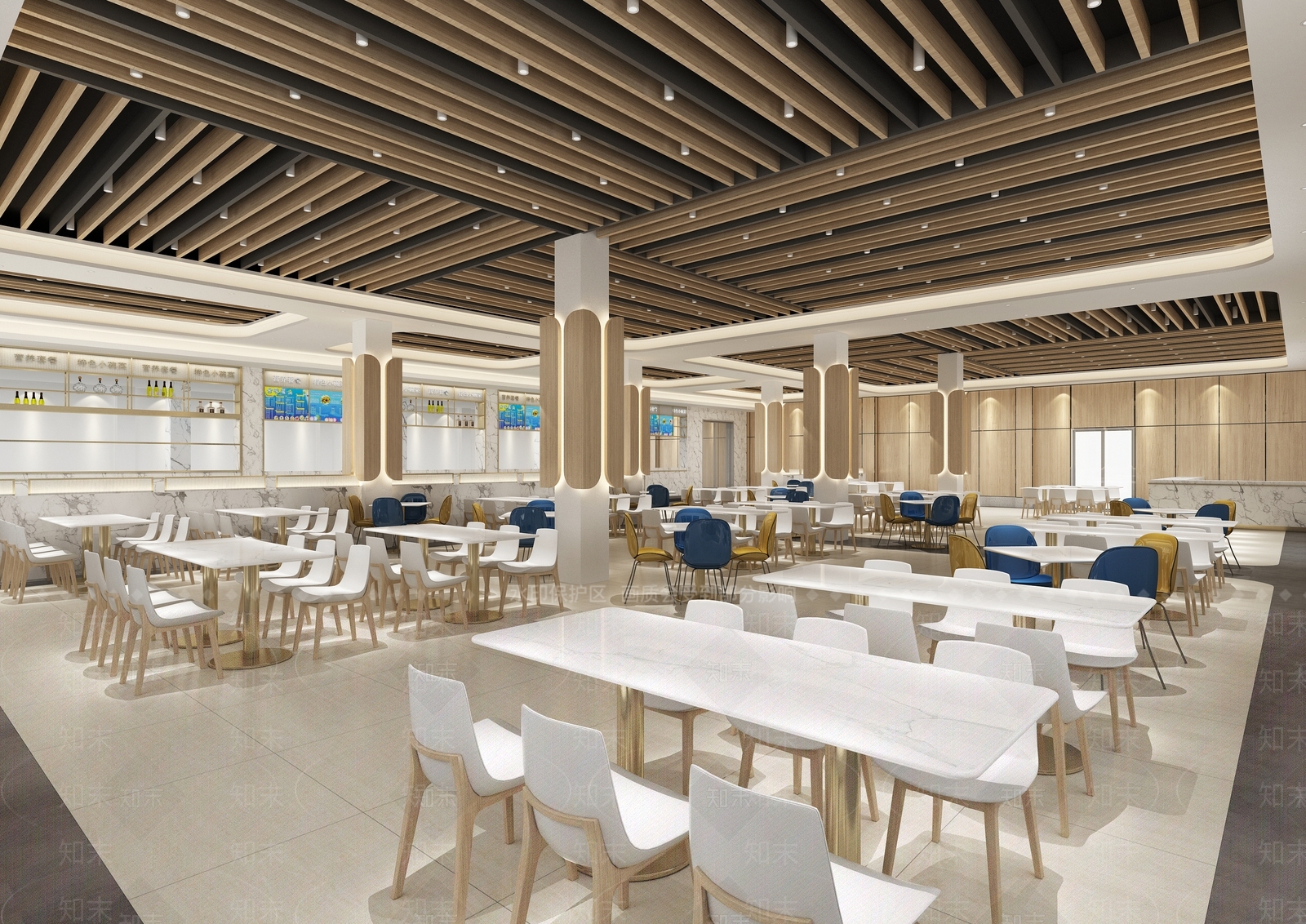 现代风格食堂3D模型下载【ID:783865781】