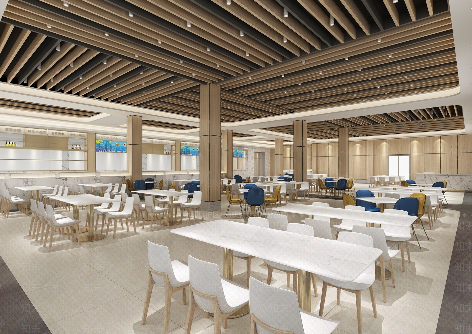 现代风格食堂3D模型下载【ID:783865781】