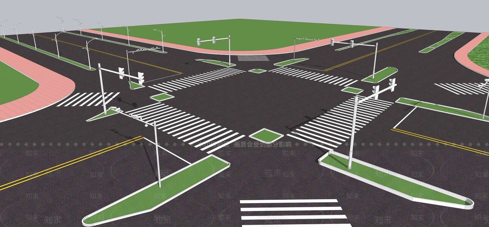 现代风格道路SU模型下载【ID:583866762】