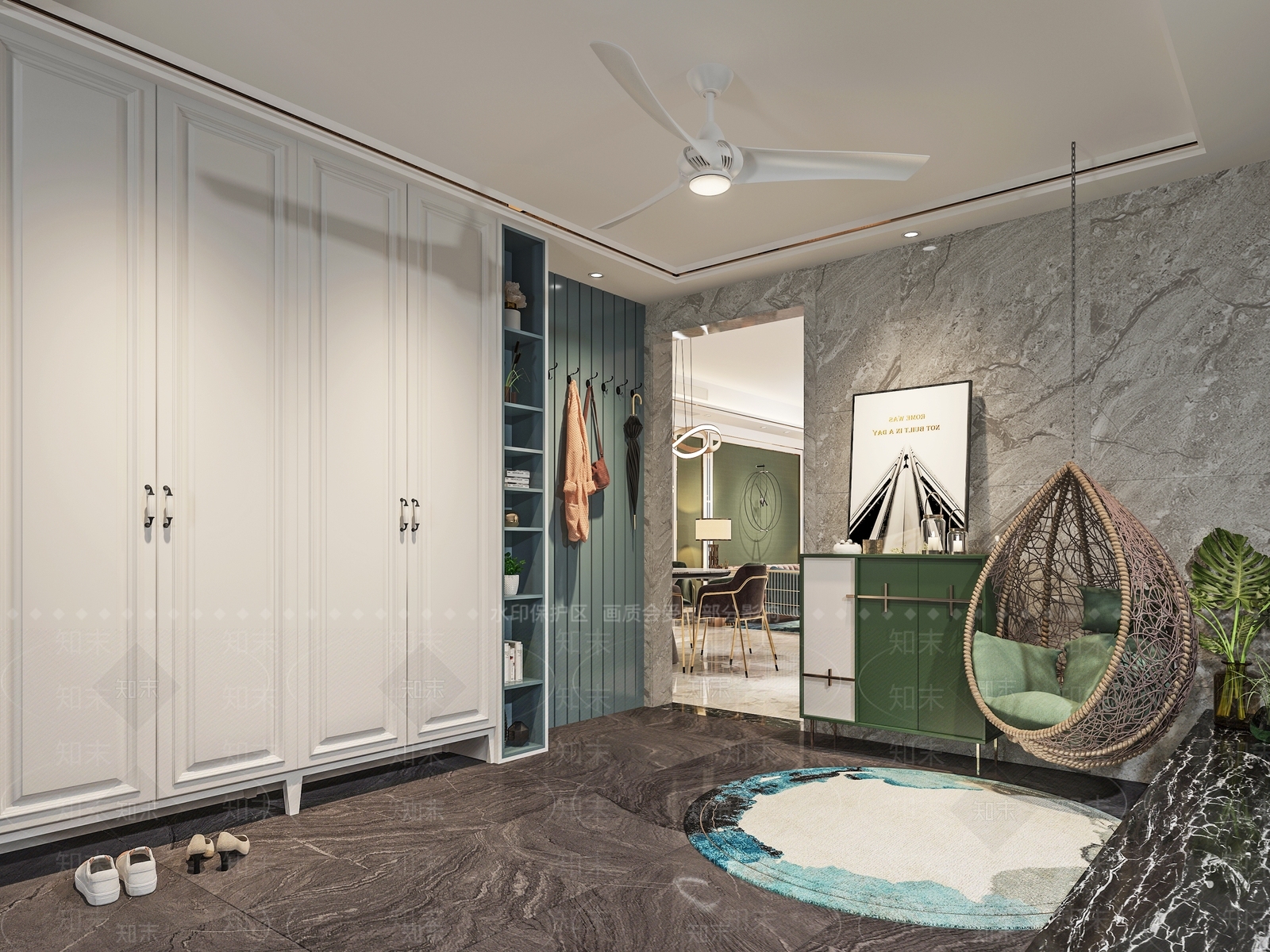 现代门厅鞋柜3D模型下载【ID:983900300】