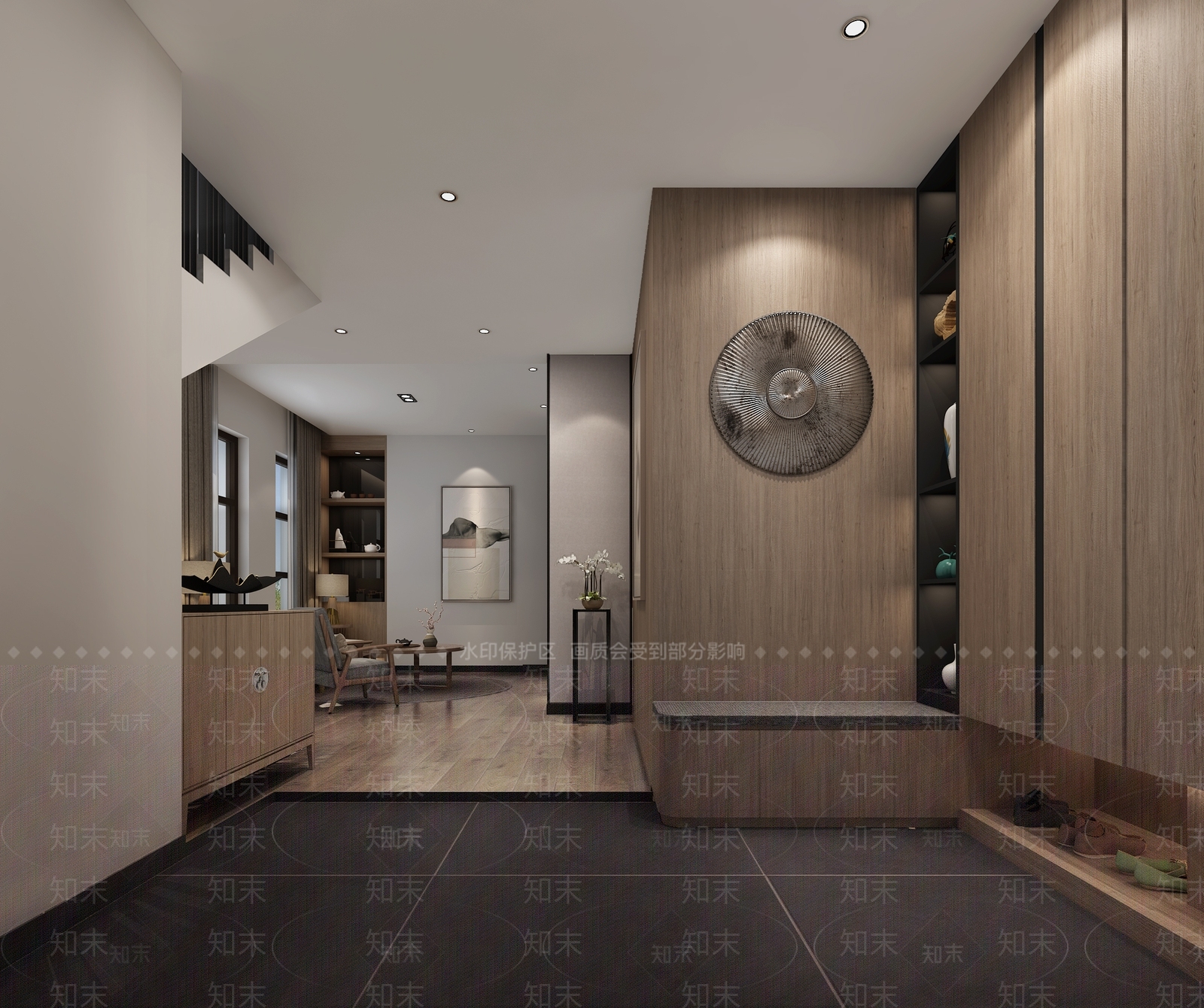 新中式入户门厅3D模型下载【ID:983903354】