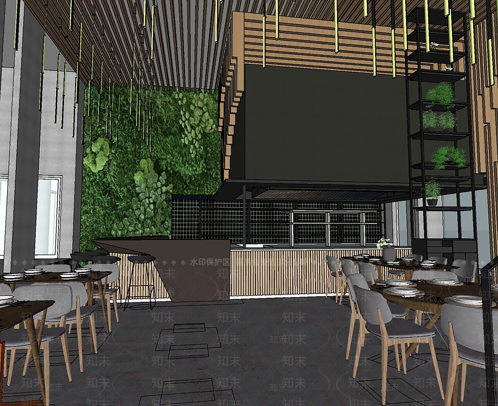 北欧餐厅SU模型下载【ID:983955011】