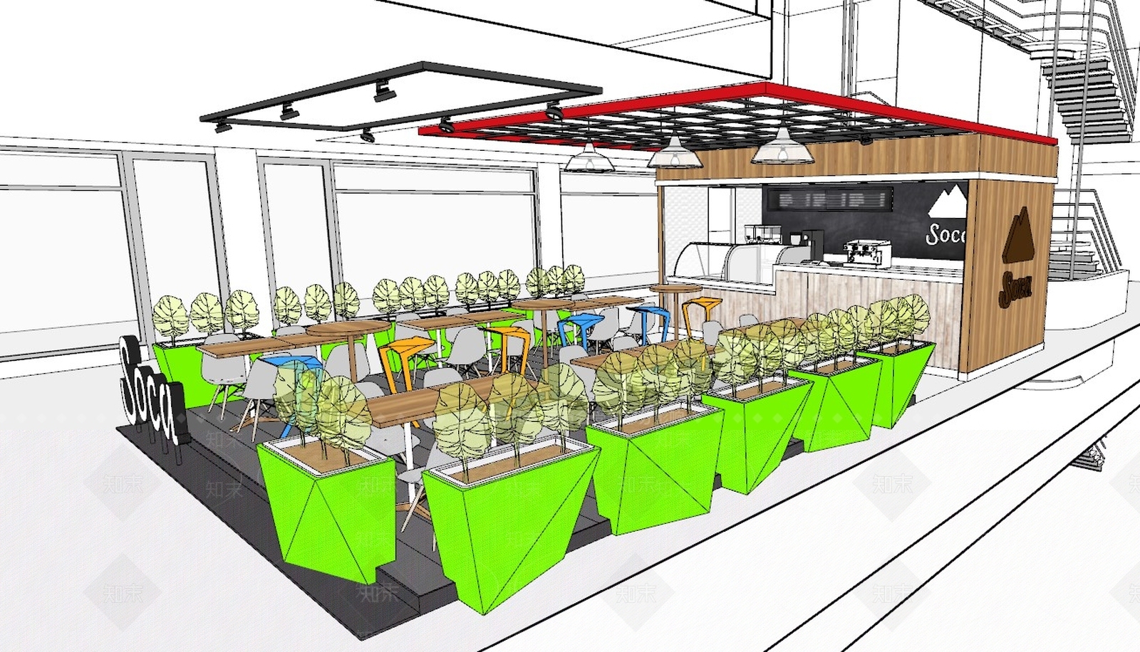 现代奶茶店SU模型下载【ID:983958455】