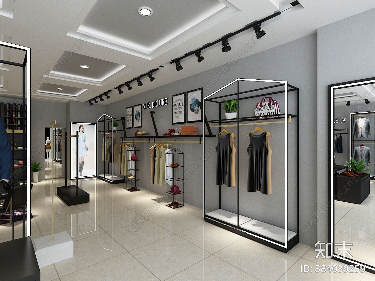 现代服装店3D模型下载【ID:384039259】