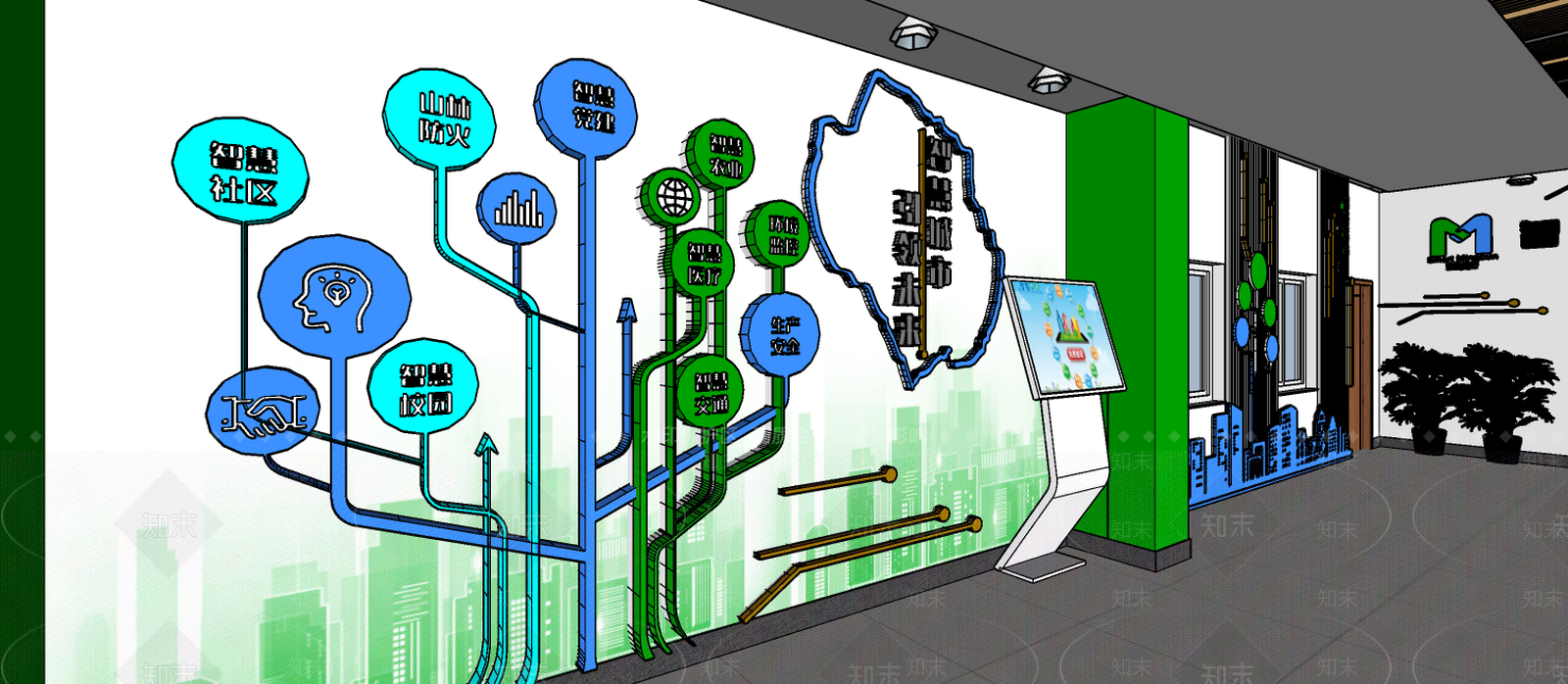 现代公司过道SU模型下载【ID:384056269】