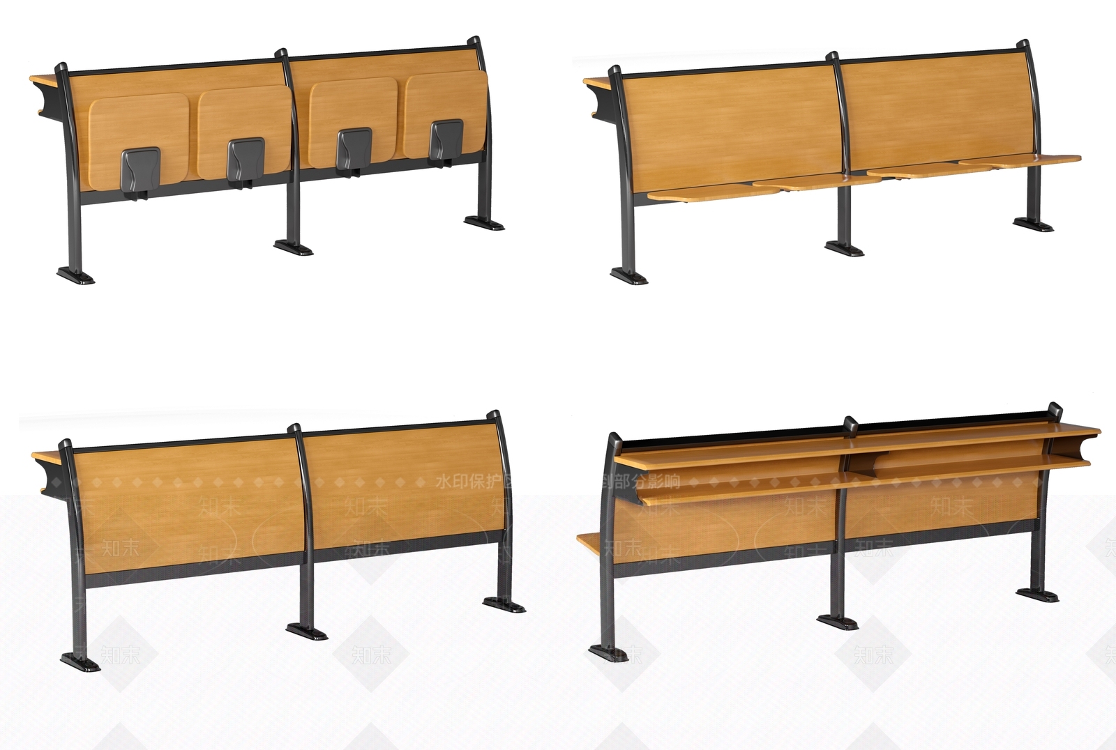 现代会议室阶梯教室连排椅3D模型下载【ID:984069671】