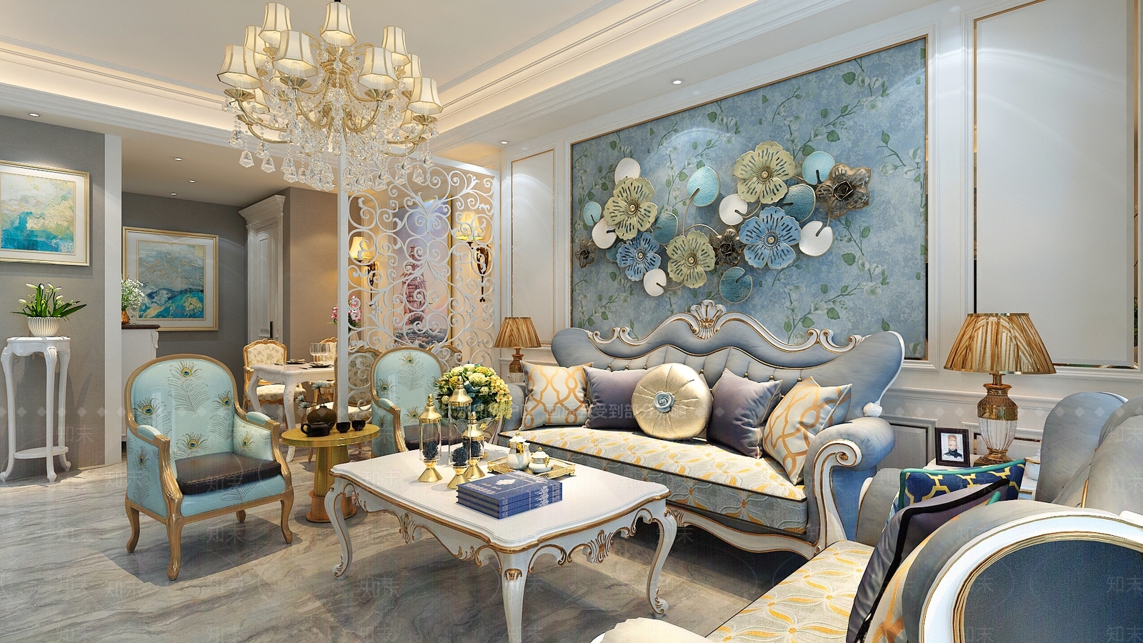 欧式古典客厅3D模型下载【ID:884082356】