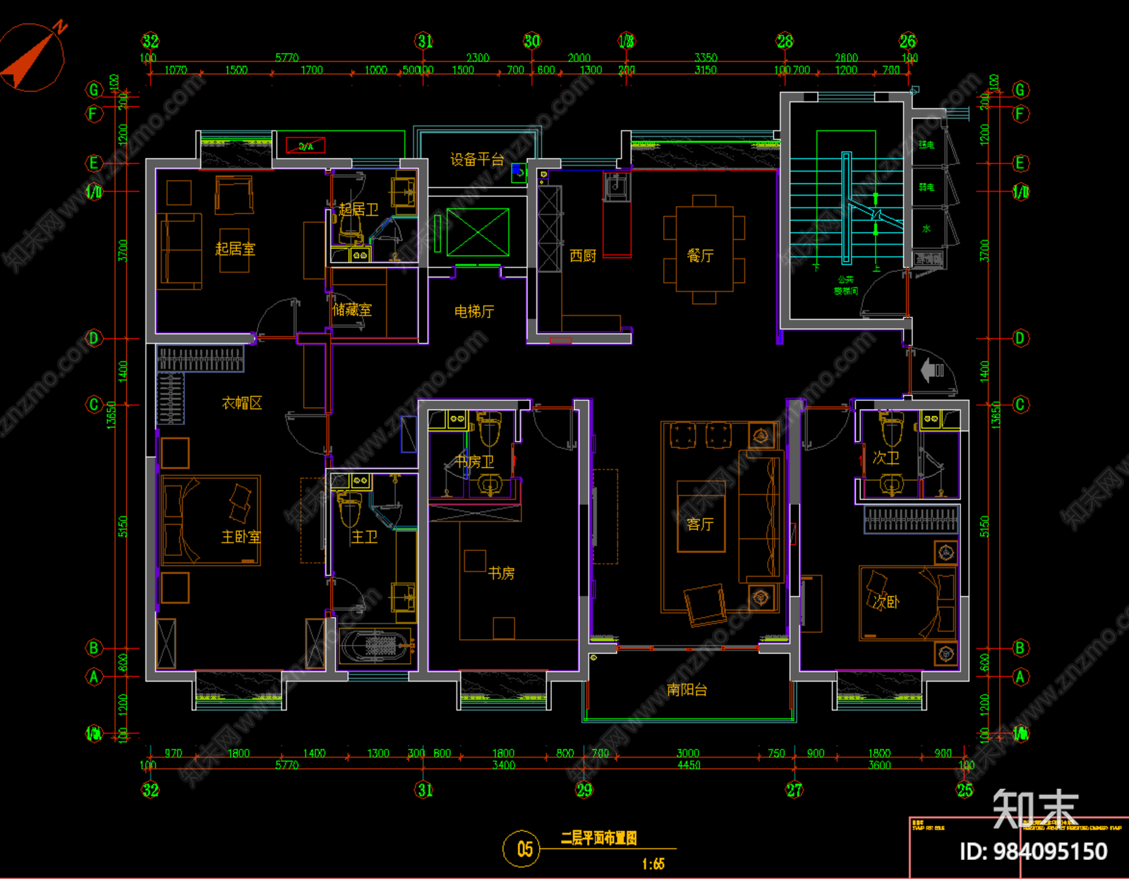 上海大平层别墅施工图施工图下载【ID:984095150】