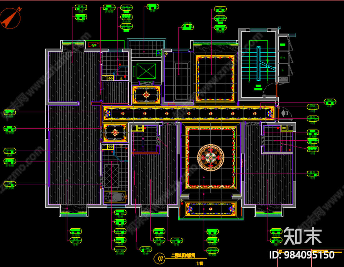 上海大平层别墅施工图cad施工图下载【ID:984095150】