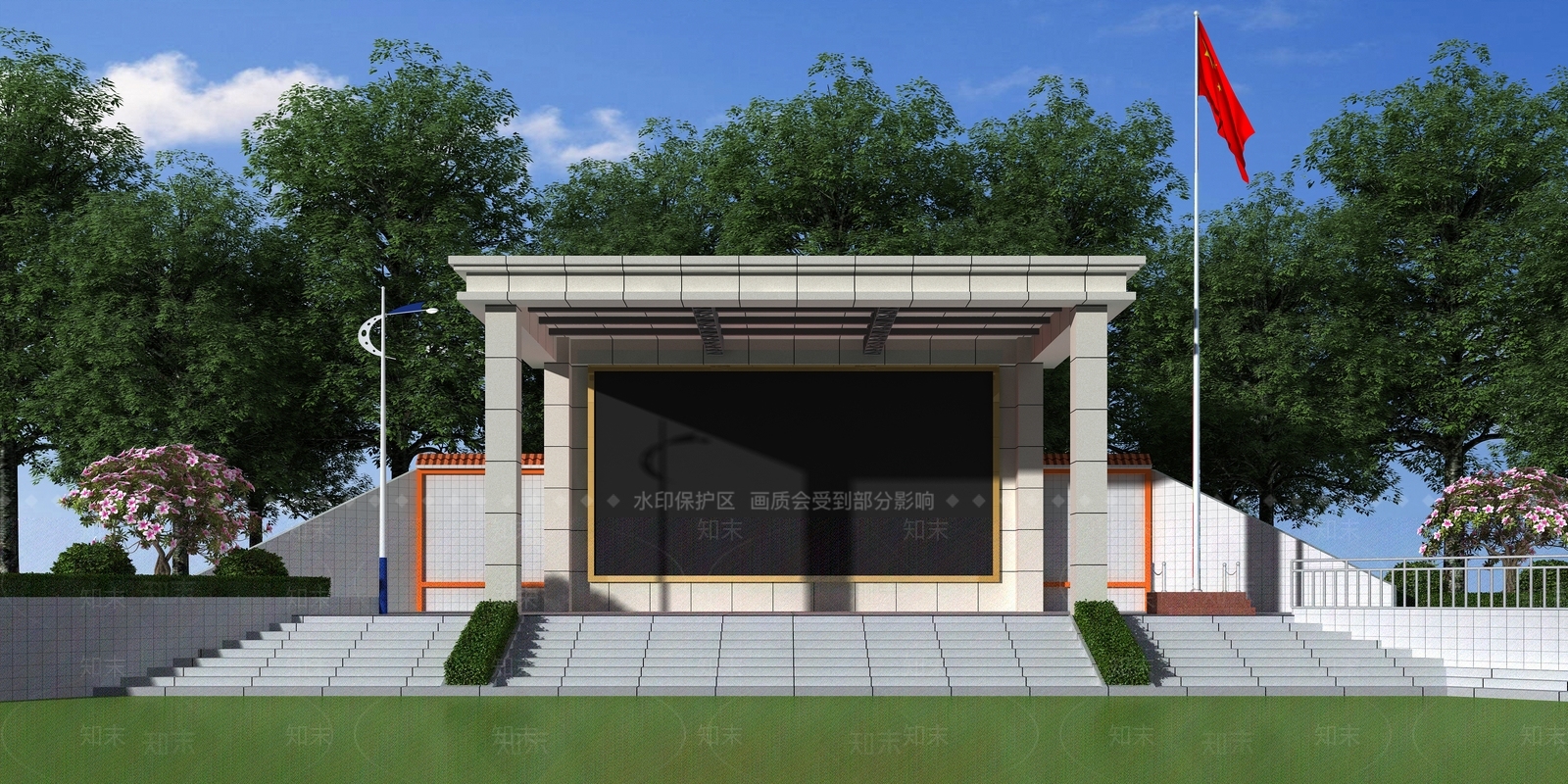 现代户外景观舞台3D模型下载【ID:984110518】