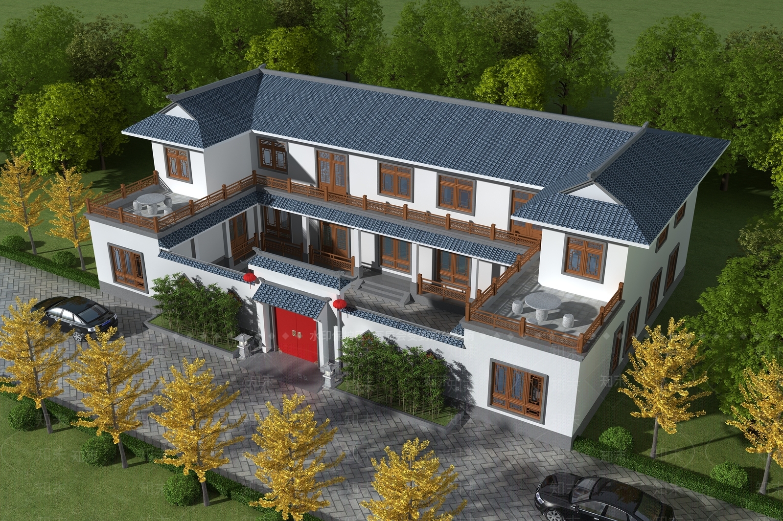 中式徽派四合院3D模型下载【ID:984110862】