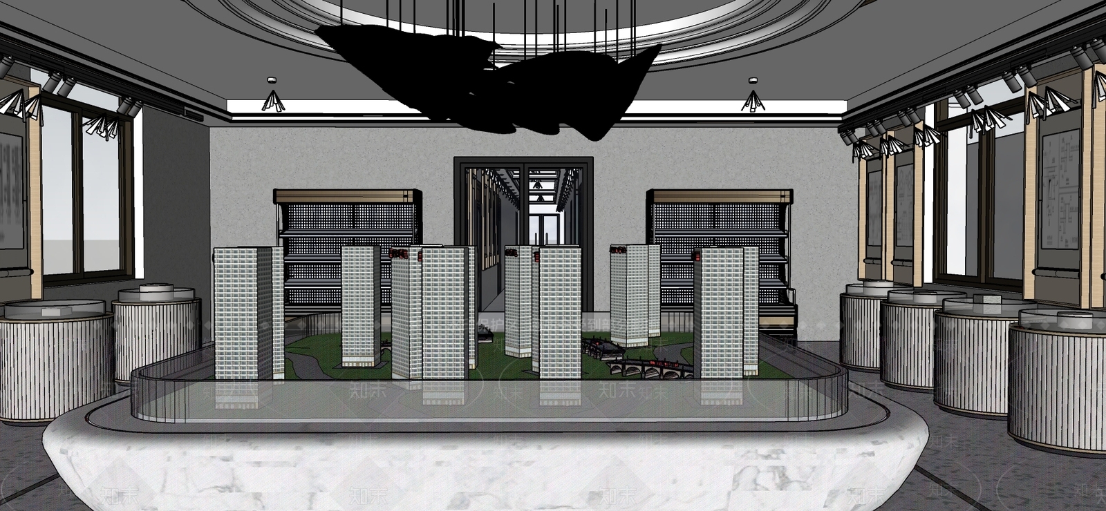 现代风格展厅SU模型下载【ID:284130968】
