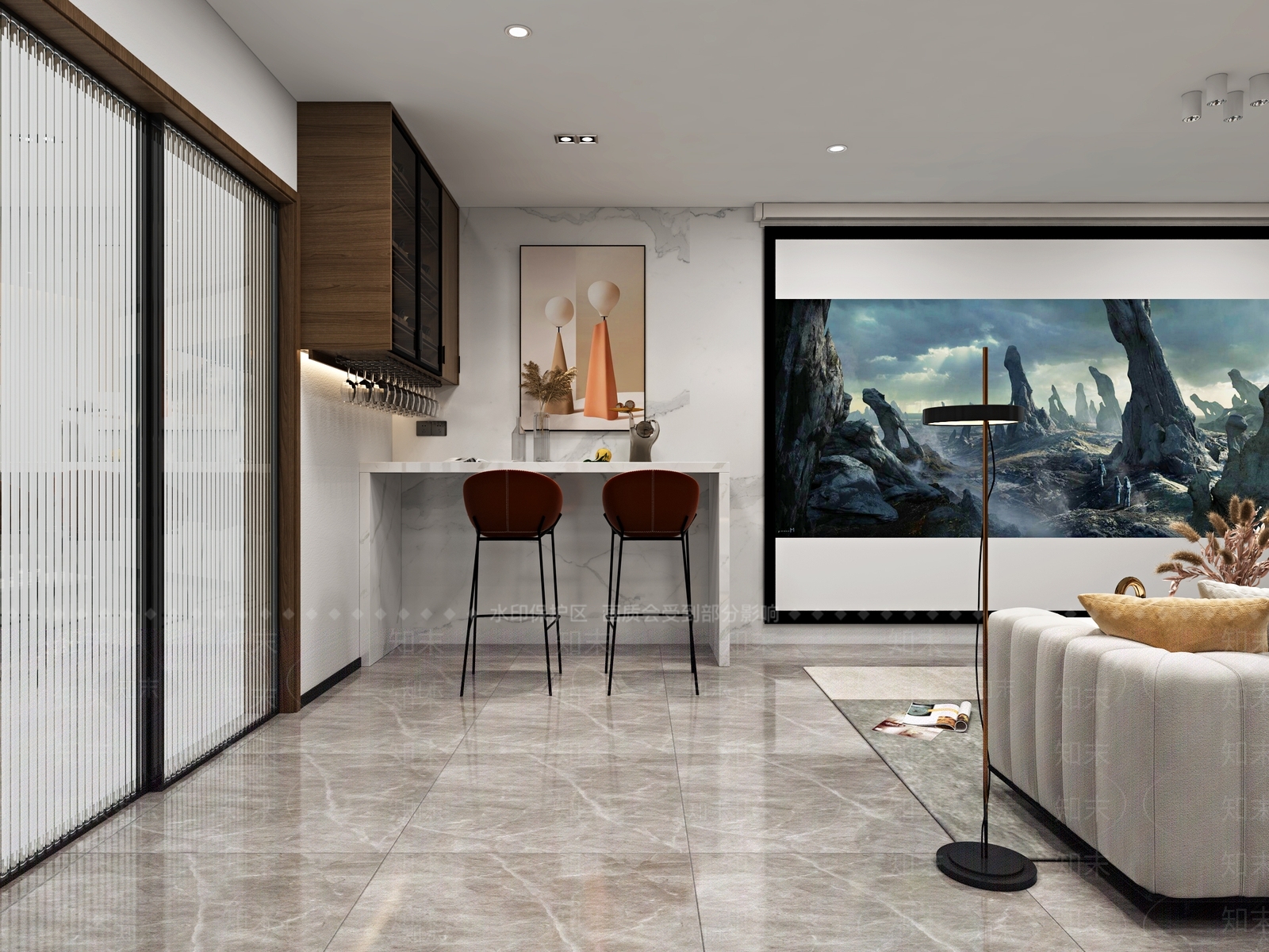 现代影音室3D模型下载【ID:884152966】