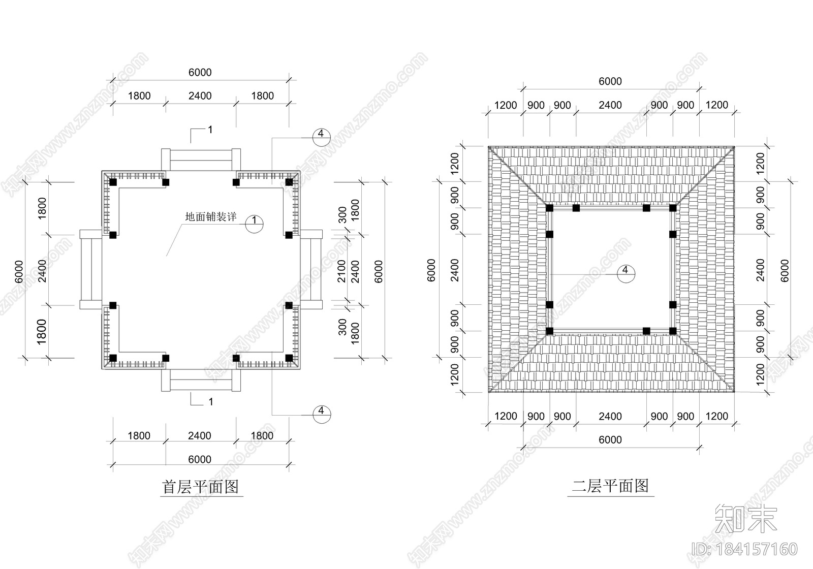 重檐亭cad施工图下载【ID:184157160】