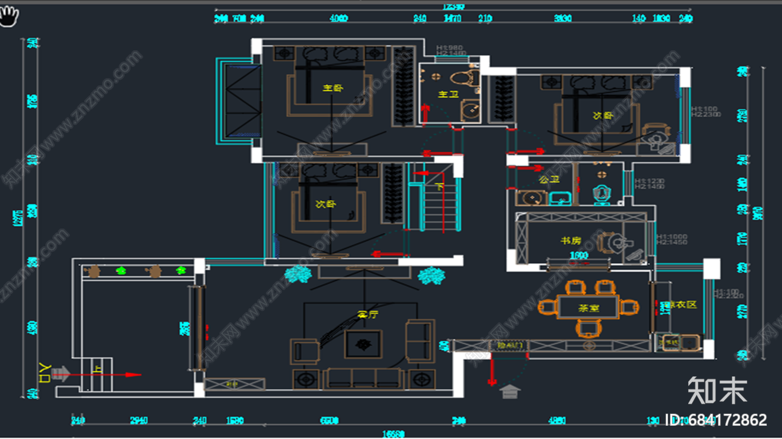 三室一厅一卫施工图下载【ID:684172862】
