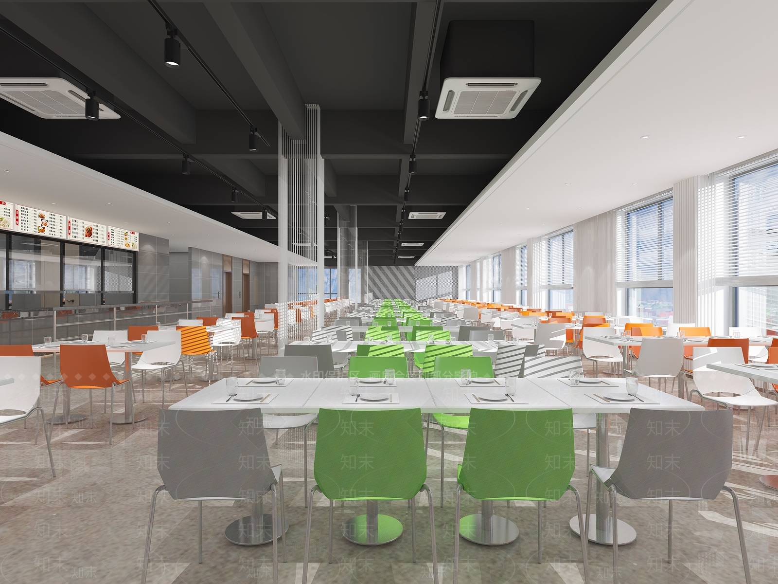 现代食堂3D模型下载【ID:384180519】