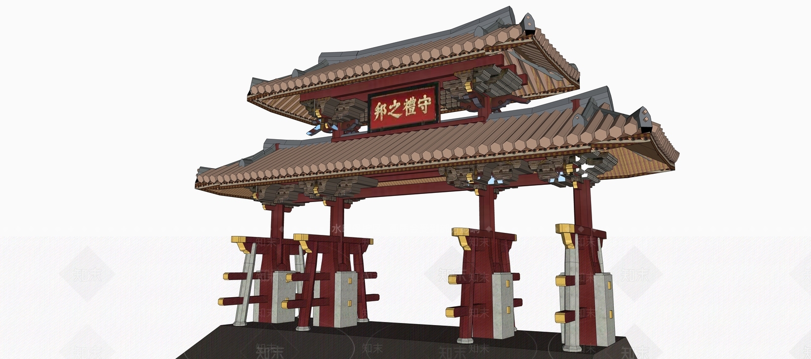中式风格牌坊SU模型下载【ID:484199574】