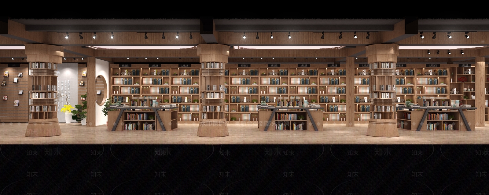 新中式书架书店3D模型下载【ID:784262989】