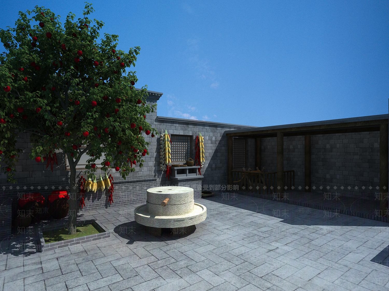 中式民宿农家院3D模型下载【ID:984255642】