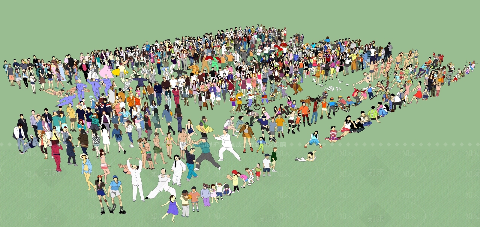 2D彩色人物素材SU模型下载【ID:284262393】